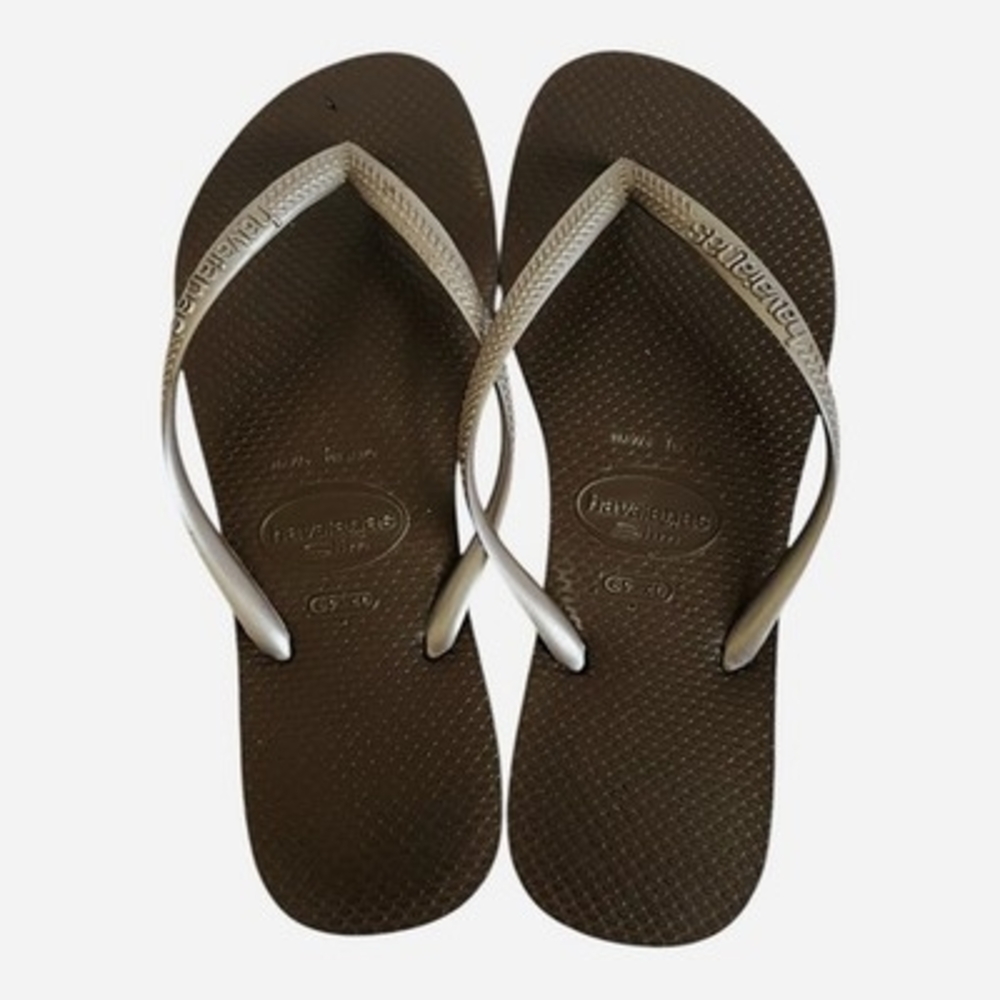 Havaianas Dark Brown Flip Flops Unisex Casual Beach Sandals Size 7/8 Unisex - Picture 4 of 5